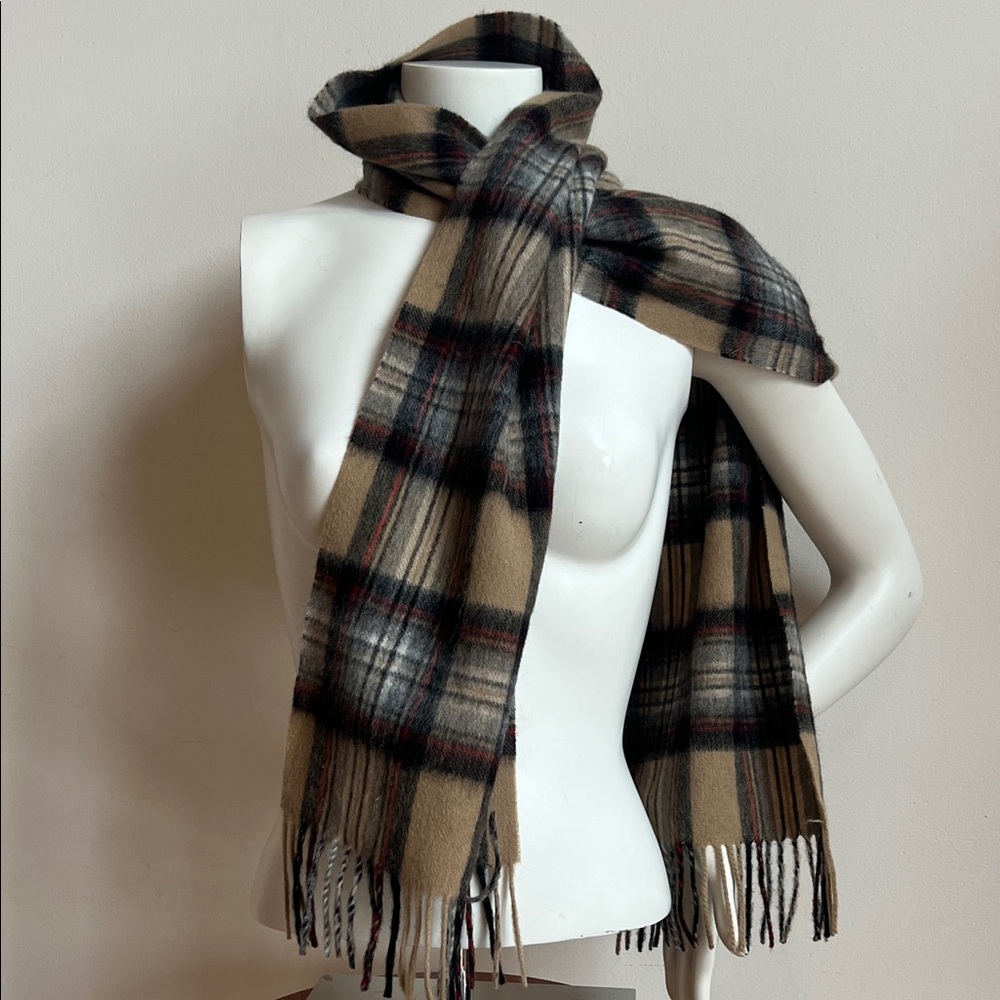 Scottish Tartan Plaid Scarf from Edinburgh lambswool in Black and Tan